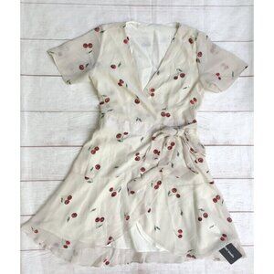 Omi+studio Cherry Swing Dress Womens Size Small Ivory Sheer Wrap Tie Omi Studio